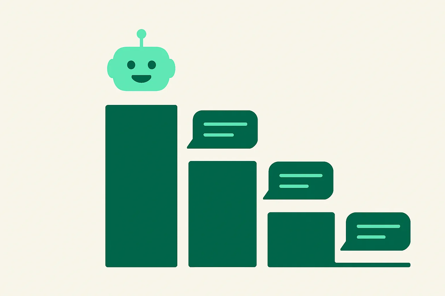 Illustration: chat bubbles ranked in a leaderboard with one on top, best AI chatbots for business comparison