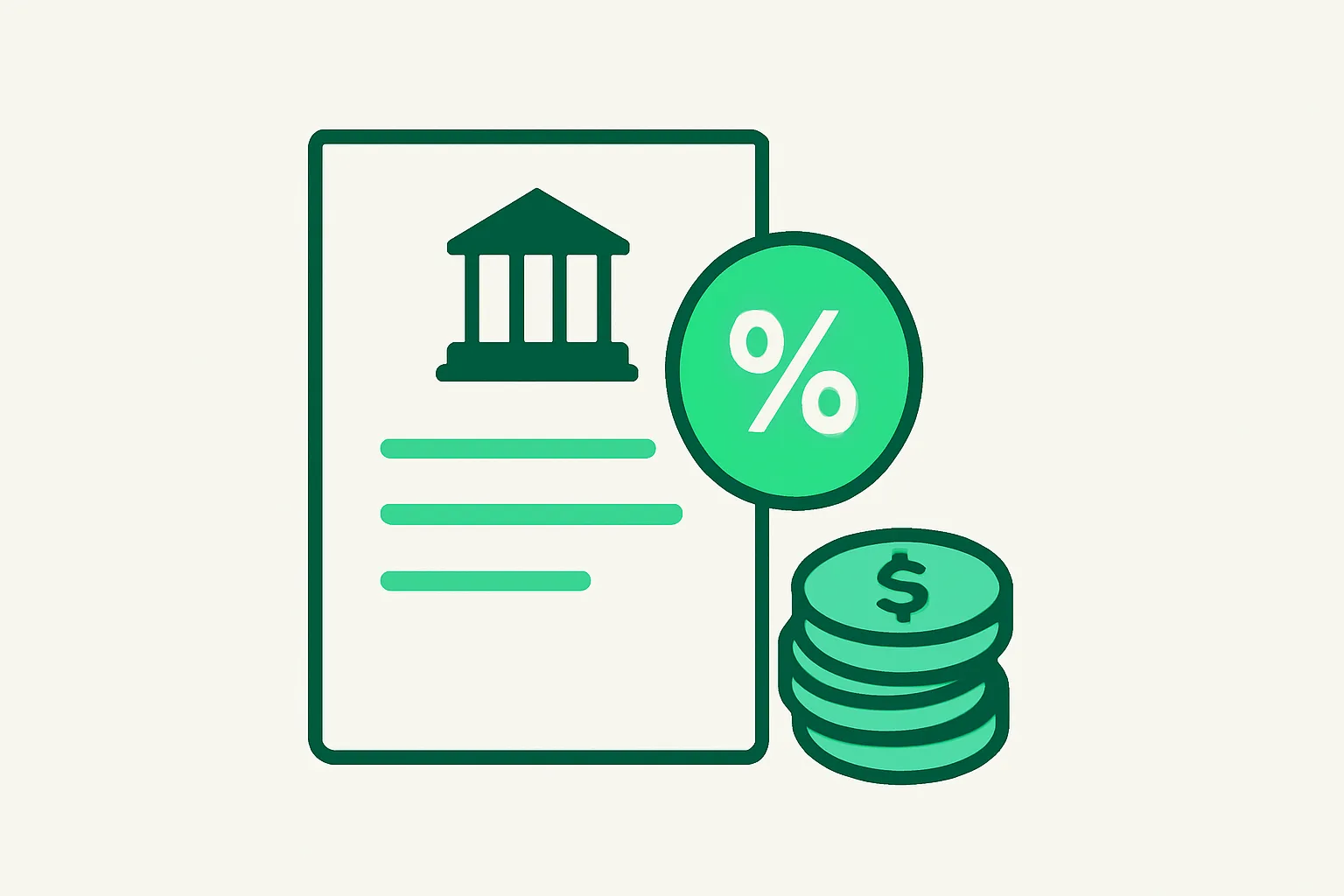 Illustration: a government grant document with a percentage badge and coins, EDG funding theme
